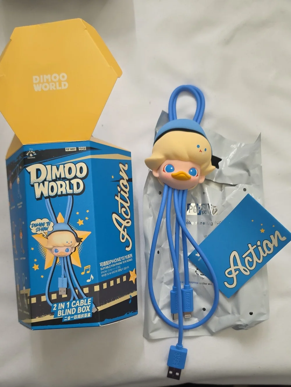 NWT Dimoo World Pop Mart X Disney 2 In 1 Cell Charger Cable Donald Duck Popcorn